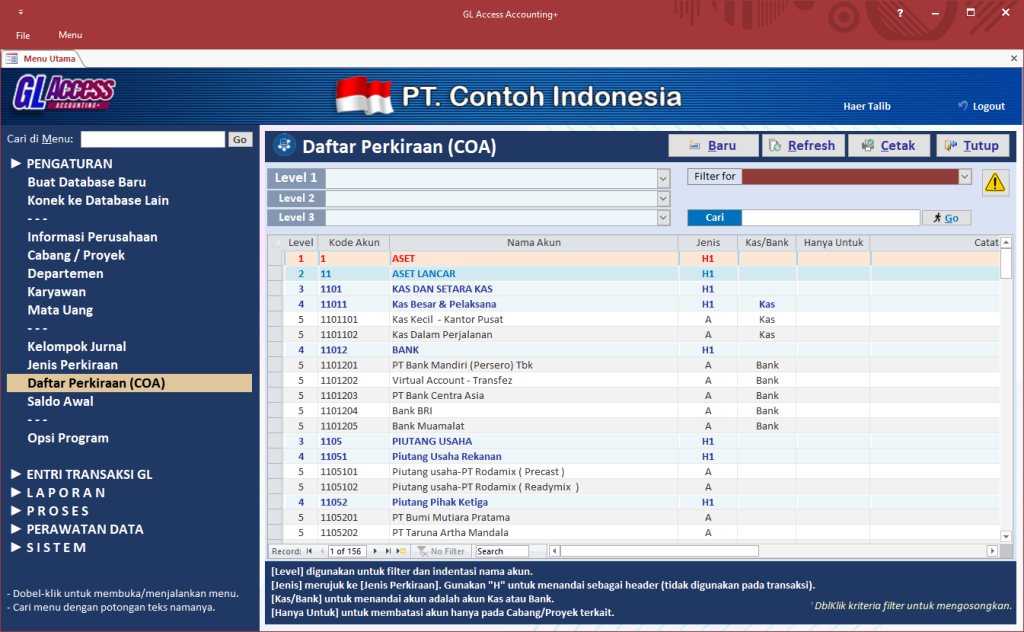 Software akuntansi gratis GL Access